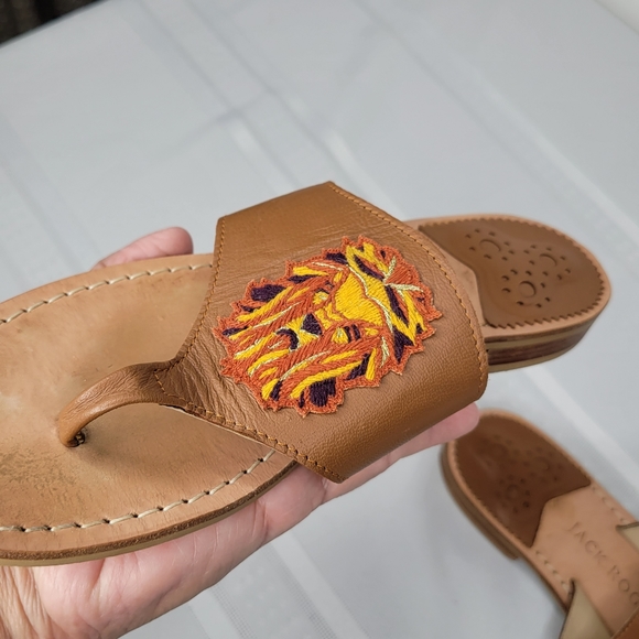 Jack Rogers Luggage Leo Embroidery Leather Sanda size 8 Sandals Made in … - Picture 11 of 16